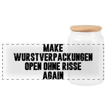Make Sausage Packaging Open Without Cracks Again - Panoramic Cookie Jar with Wooden Lid - white - Front
