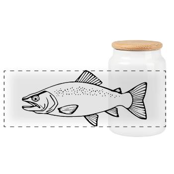 Fisch Forelle Angler T-shirt Geschenk Angler - Panorama Keksdose mit Holzdeckel - Weiß - Vorne