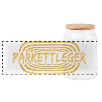Arbeit Parkettleger - Panorama Keksdose mit Holzdeckel - Weiß - Vorne