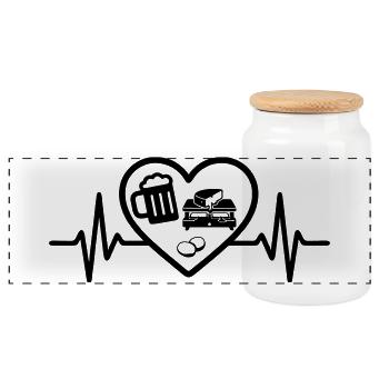 Heart Beer Raclette Humor - Panoramic Cookie Jar with Wooden Lid - white - Front