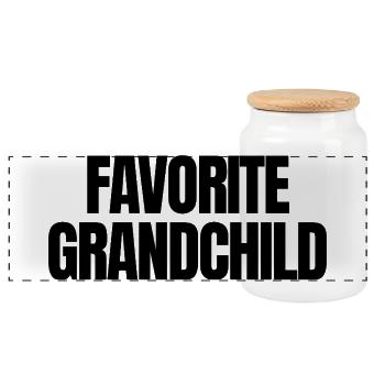 Favorite grandchild - Panoramic Cookie Jar with Wooden Lid - white - Front