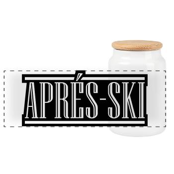 Après-ski - Panoramic Cookie Jar with Wooden Lid - white - Front