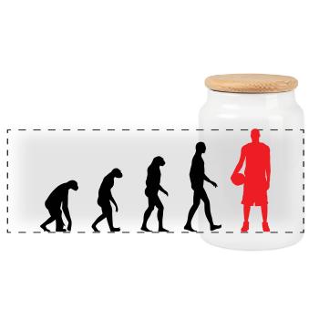 Basket Ball Evolution / Basketball - Panoramic Cookie Jar with Wooden Lid - white - Front