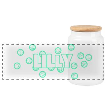 Lustig Lilly - Panorama Keksdose mit Holzdeckel - Weiß - Vorne
