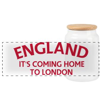 England Coming Home to London - Panoramic Cookie Jar with Wooden Lid - white - Front