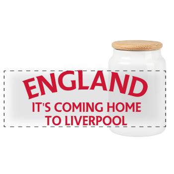 England kommt nach Liverpool zurück - Panorama Keksdose mit Holzdeckel - Weiß - Vorne