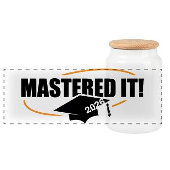 Master 2026 Graduation Graduation - Panoramic Cookie Jar with Wooden Lid - white - Front