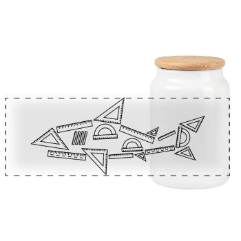 Math Shark - Panoramic Cookie Jar with Wooden Lid - white - Front