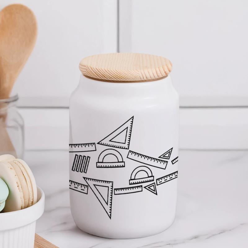Math Shark Boîte à biscuits avec couvercle en bois