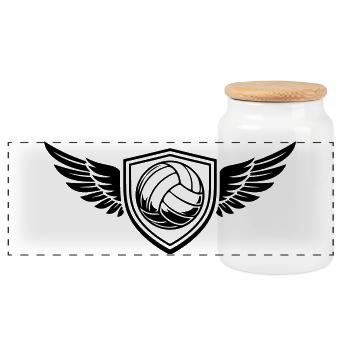 Blason du ballon de volley-ball - Boîte à biscuits avec couvercle en bois - blanc - Devant