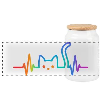Cat Heartbeat Cat Lover Gift Idea - Panoramic Cookie Jar with Wooden Lid - white - Front