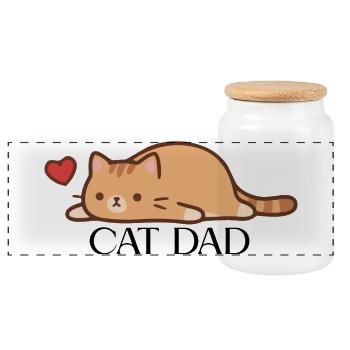 CAT_DAD - Boîte à biscuits avec couvercle en bois - blanc - Devant