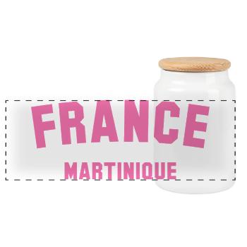 Martinique France Caribbean Karibik - Panoramic Cookie Jar with Wooden Lid - white - Front