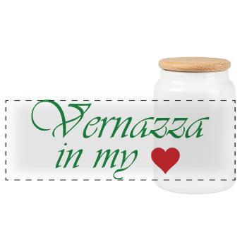 Vernazza in My Heart - Panoramic Cookie Jar with Wooden Lid - white - Front