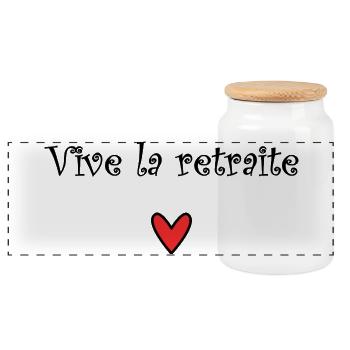RETRAITE. RETRAITE. RETRAITEE. RETRAITE - Boîte à biscuits avec couvercle en bois - blanc - Devant