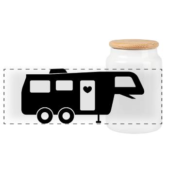 Fifth Wheel RV Camper - Panoramic Cookie Jar with Wooden Lid - white - Front