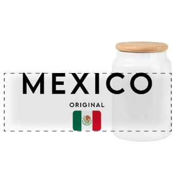 Flag of Mexico, elegant minimalist design - Panoramic Cookie Jar with Wooden Lid - white - Front