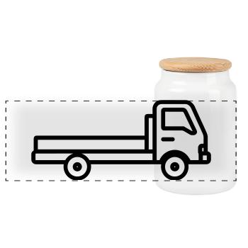 camion - Boîte à biscuits avec couvercle en bois - blanc - Devant