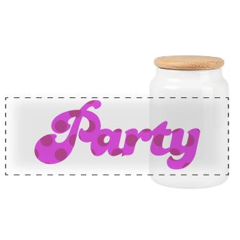 Party Punkte Dots Retro pink feiern Sixties Fun 60 - Panorama Keksdose mit Holzdeckel - Weiß - Vorne