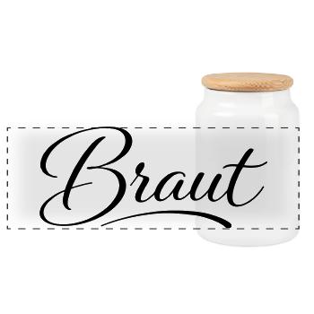 Braut - Panorama Keksdose mit Holzdeckel - Weiß - Vorne