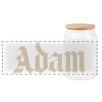 Adam Gothic Script Tee - Panoramic Cookie Jar with Wooden Lid - white - Front