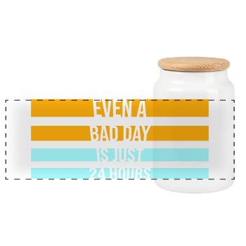 Even A Bad Day Is Just 24 Hours Motivierend Spruch - Panorama Keksdose mit Holzdeckel - Weiß - Vorne