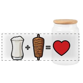 Ayran + Döner = Love - Panorama Keksdose mit Holzdeckel - Weiß - Vorne