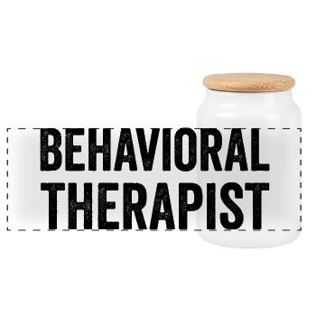 Behavioural therapist, school behaviour technician - Panoramic Cookie Jar with Wooden Lid - white - Front