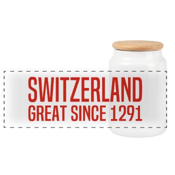 Switzerland - Great Since 1291 - Schweiz - Schwiiz - Panoramic Cookie Jar with Wooden Lid - white - Front