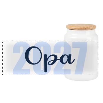 Baby  verkünden, Opa 2027 - Panorama Keksdose mit Holzdeckel - Weiß - Vorne