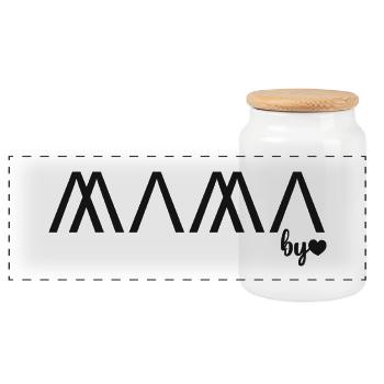 Mama by Heart – Muttertag Mutter Monogramm - Panorama Keksdose mit Holzdeckel - Weiß - Vorne