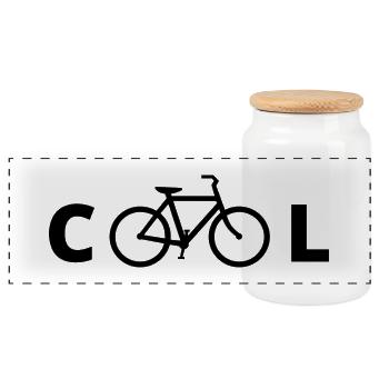 Cool bike - Panoramic Cookie Jar with Wooden Lid - white - Front