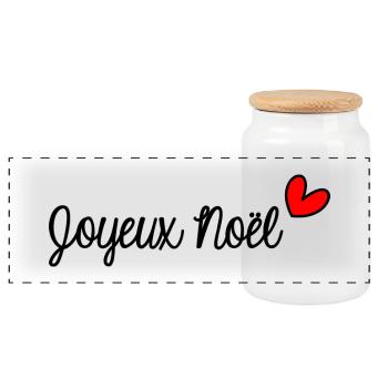 JOYEUX NOËL. NOËL. MERRY CHRISTMAS. NOUVEL AN - Boîte à biscuits avec couvercle en bois - blanc - Devant