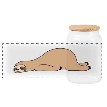 paresseux paresseux dormir animal drôle humour design - Boîte à biscuits avec couvercle en bois - blanc - Devant