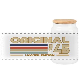 1945 - Panoramic Cookie Jar with Wooden Lid - white - Front