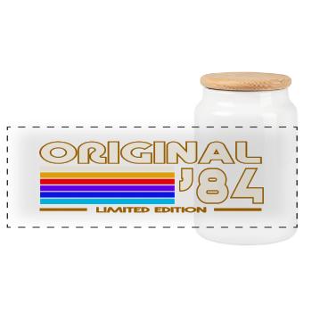 Original 84 Retro Rainbow - Panoramic Cookie Jar with Wooden Lid - white - Front