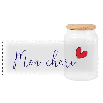 FÊTE DES PÈRES. BONNE FÊTE PAPA. PAPA. BONNE FÊTE - Boîte à biscuits avec couvercle en bois - blanc - Devant