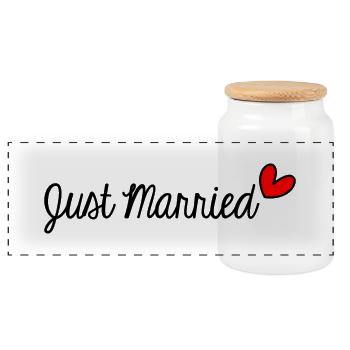 JUST MARRIED. SAINT VALENTIN. EVJF. JE T'AIME - Boîte à biscuits avec couvercle en bois - blanc - Devant