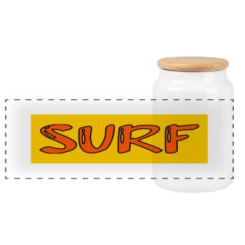 SURFEN. FISCH. STRAND. MEER. OZEAN. HUMOR. FEIERTAG - Panorama Keksdose mit Holzdeckel - Weiß - Vorne