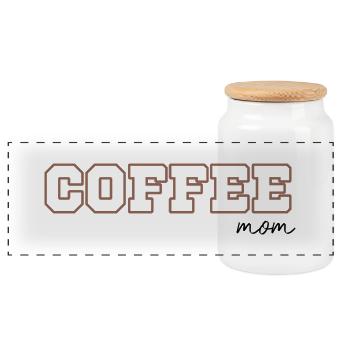 Kaffee Mom - Panorama Keksdose mit Holzdeckel - Weiß - Vorne