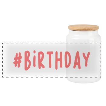 anniversary. HAPPY BIRTHDAY. Happy birthday. - Panoramic Cookie Jar with Wooden Lid - white - Front