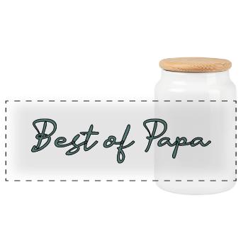 FATHER's DAY. HAPPY BIRTHDAY DAD. DAD. HAPPY BIRTHDAY. - Panoramic Cookie Jar with Wooden Lid - white - Front