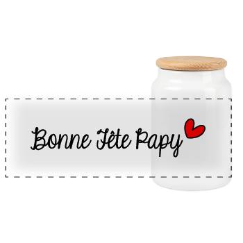 PAPY. PAPA. FÊTE DES PÈRES. BONNE FÊTE PAPY. - Boîte à biscuits avec couvercle en bois - blanc - Devant