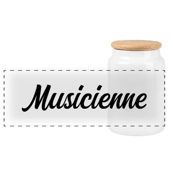 Musician Artist Melody Instrument Passionate - Panoramic Cookie Jar with Wooden Lid - white - Front