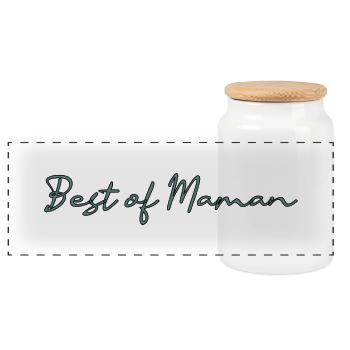 MOM. MOTHERS' DAY. HAPPY BIRTHDAY MOM - Panoramic Cookie Jar with Wooden Lid - white - Front