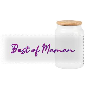 MOM. MOTHER's DAY. HAPPY MOTHER'S BIRTHDAY - Panoramic Cookie Jar with Wooden Lid - white - Front