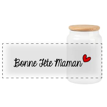 BONNE FÊTE MAMAN. MAMAN. FÊTE DES MÈRES. JE T'AIME - Boîte à biscuits avec couvercle en bois - blanc - Devant