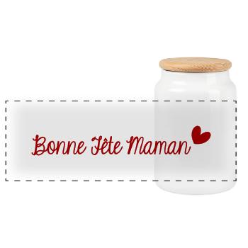 FÊTE DES MÈRES. BONNE FÊTE MAMAN. MAMAN. JE T'AIME - Boîte à biscuits avec couvercle en bois - blanc - Devant