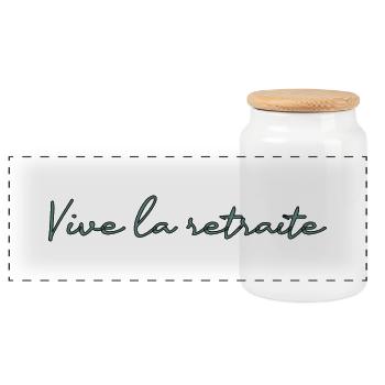 RETRAITE. RETRAITE. RETRAITEE. RETRAITE - Boîte à biscuits avec couvercle en bois - blanc - Devant