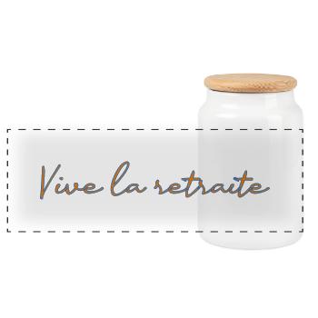 RETRAITE. RETRAITE. RETRAITEE. RETRAITE - Boîte à biscuits avec couvercle en bois - blanc - Devant